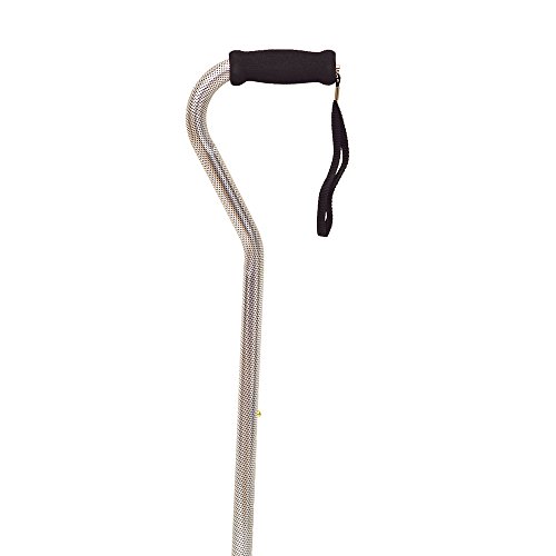 Essential Medical Supply Designer Height Adjustable Offset Handle Walking Cane with Soft Foam Grip, Extra Stable Design and Fashion Pattern in Houndstooth