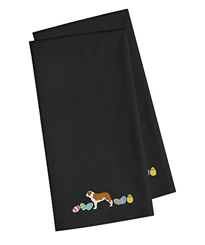 Caroline's Treasures CK1680BKTWE Saint Bernard Easter Black Embroidered Towel S…
