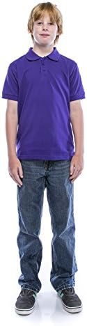 ALL Polo Big Boy's Short Sleeve 3 Button Plain Polo Shirts for Boys, Size 18, Purple