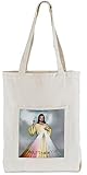 Catholic Divine Mercy Jesus I Trust in You Devotional Large 15 Inch Square Canvas Purse Tote Bag