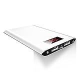 JEMMA 12000mAh Power Bank External Battery Portable Charger for iPhone, Samsung and More--Silver