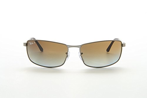 Ray-Ban Men's Metal Man Sunglass 0RB3498 Polarized Rectangular Sunglasses, MATTE GUNMETAL, 61 mm