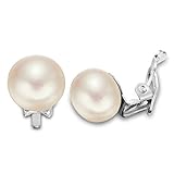EleQueen Silve-tone AAA Button Cream Freshwater Cultured Pearl Clip On Stud Earrings