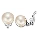 EleQueen Silve-tone AAA Button Cream Freshwater Cultured Pearl Clip On Stud Earrings