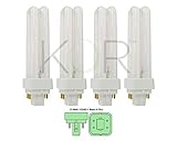 (Pack of 4) 13 Watt Double Tube - G24Q-1 (4 Pin) Base - 4100K Cool White - CFL Light Bulb. Replaces Sylvania 20667 CF13DD/E/841 - Philips 38328-1 PL-C 13W/841/4P/ALTO and GE 97597 F13DBX/841/ECO4P