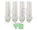 KOR - 13 Watt Double Tube - G24Q-1 (4 Pin) Base, 2700K Warm White - CFL Light Bulb. Replaces Sylvania 20682 CF13DD/E/827 and GE 97594 F13DBX/827/ECO4P - 4 Pack (Warm White)