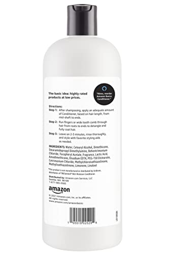 AMAZON BASICS MOISTURE RICH CONDITIONER FOR DRY AND DAMAGED HAIR, NOURISHING, SOFTENS, WITH VITAMIN E, 28 FLUID OUNCE