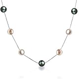 Bling Jewelry Sterling Silver MultiColor Freshwater Cultured Pearl Tin Cup Necklace