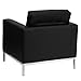 Flash Furniture HERCULES Lacey Series Contemporary Black LeatherSoft Chair with Stainless Steel Frame