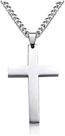 Quaappaa Stainless Steel Cross Religious Pendant Chain Necklace for Men Women