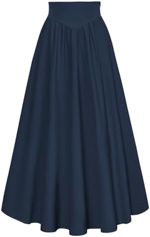 BGDK Cotton Ribbed Panel Skirt for Women - Knee Length Pleated