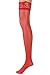 FENTI Sheer Thigh High Sexy Daily Stocking with Stay Up Silicone Lace Top , Red
