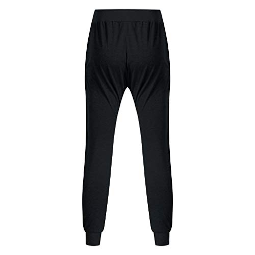 AgrinTol Mens Sports Pants, Men's Spring Winter Joggers Solid Patchwork Drawstring Sweatpants Trouser Pants Black - Thumbnail 2