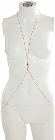 18k Gold Plated Brass Combo Howlite and Dyed Ruby Body Chain Necklace