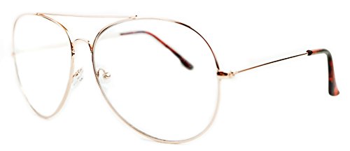 So In Luxe Aviator Retro Fashion Glasses Clear Lens Oversized (X-Large, Rose Gold, Clear)