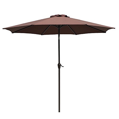 Le Papillon 9 ft Luxurious Outdoor Patio Umbrella Aluminum Table Market Umbrella 250/gsm Crank L ...