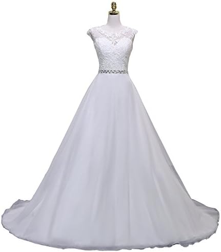 G Marry Women's See Through Lace Appliques Wedding Dress Bride Gown Size 18 Ivory