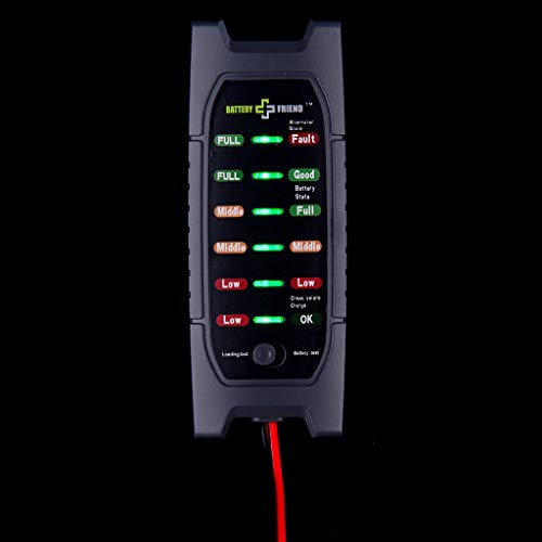 12V Car Battery Tester, Professional Alternator Check Analyzer Lead Diagnostic Tool with 6 LED, Two Testing Clips, Battery Check for Cars Motorcycles (Black, 1 xBattery Tester.)