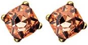 Premium Gold and Peach Glass Stone Button Stud Earrings - A Beautiful Color For Any Outfit