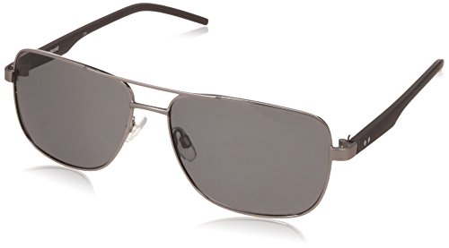 Polaroid Sunglasses Men's Pld2042s Polarized Rectangular Sunglasses, Ruthenium Black/Gray Polarized, 59 mm
