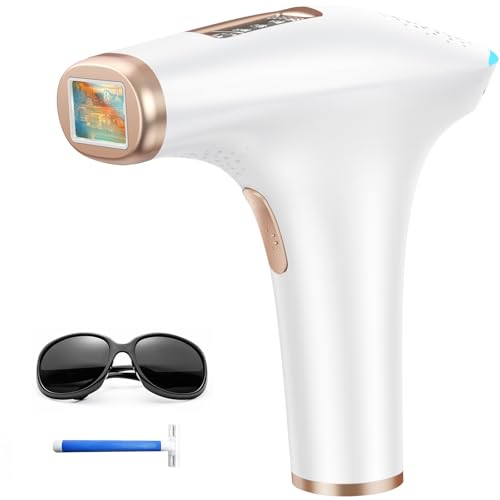 Haarlosy Painless IPL Pulsed Light Epilator, 999,900 Flash for Use 3 in 1 Laser Epilator with Window 5 cm², 9 Adjustable Levels for Women and Men Face, Armpits, Legs, Body GLY01 (White)