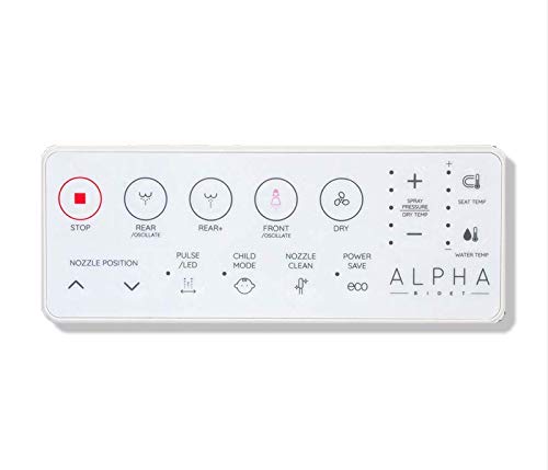 ALPHA BIDET GXR Wave Bidet Toilet Seat in Elongated White | Strong Spray | Remote Control | Stainless Steel Nozzle | Low Profile | LED Nightlight | Warm Air Dryer | Oscillation and Pulse (Elongated)