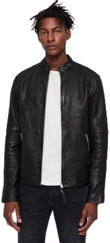 AllSaints Men's Jacket Milo Biker Black M at Amazon Men's Clothing