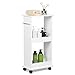 Yaheetech Wooden Slimline Rolling Cart Bathroom Kitchen Organizer Narrow Storage Cart Rack with 2 Shelves and Wheels Space Saver