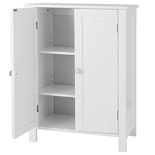 ZENY Bathroom Floor Storage with Double Door Adjustable Shelf