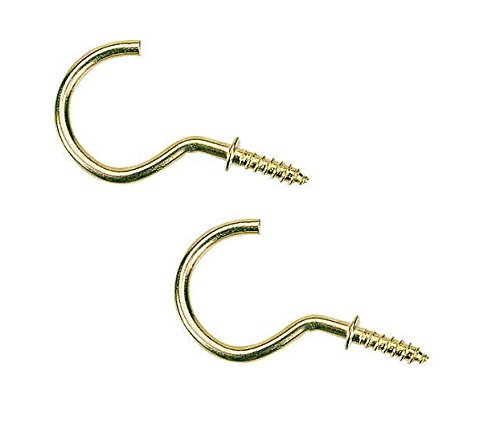 Merriway BH05158 (8 Pcs) Cup Hooks Brass Plated 50mm - Pack of 8 Pieces