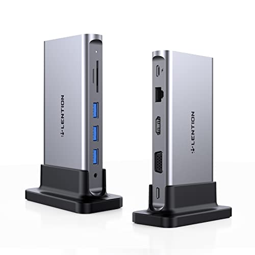 LENTION USB-C Docking Station – Mit 4K HDMI & VGA, Ethernet, 3x USB 3.0, Kartenleser, 100W Laden