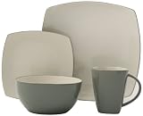 Gibson Overseas, Inc. Gibson Home 100142.16RM Soho Lounge Square 16-Piece Reactive Glaze Dinnerware Set Service of 4, Stoneware, Celadon,
