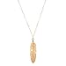 Women Vintage Feather Pendant Necklace, Cheesea Long Chain Necklace Sweater Statement Angel Jewelry (Gold)