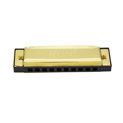 Startview Harmonica Key of C 10 Hole 20 Tone Harmonica C Blues with Case Top Grade Professional (Gold)