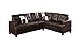 Poundex Bobkona Karen Bonded Leather 2-Piece Reversible Sectional Sofa, Espresso