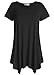 Esenchel Women's Short Sleeve Tunic Shirt Loose Fit Leggings Top L Black