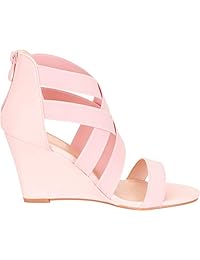 Cambridge Select - Sandalias elásticas para mujer, diseño de rayas