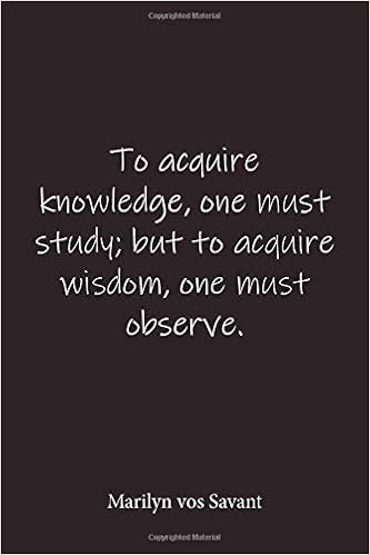 Buy To Acquire Knowledge One Must Study But To Acquire Wisdom One Must Observe Marilyn Vos Savant Quote Notebook Lined Notebook Lined Journal Journal Notebook 6x9 Notebook Quote On Cover Book