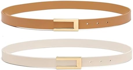 Cow Split Leather Skinny Belt with Gold Oval Buckle - Dress Pants Amazon.com: YooAi Womens Belt Leather Skinny Thin Waist Belt  main image 3