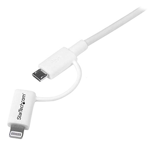 StarTech.com 3' Apple Lightning or Micro USB to USB Cable for iPhone/iPod/iPad, White (LTUB1MWH)
