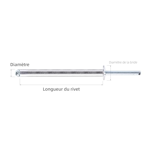 Aluminium Blind Rivets, Extra Long Curved Head, Steel Rod – DIN 7337 A – For Thick Sheet Metal (Ø6.0 x 30 mm, 30 Pieces)