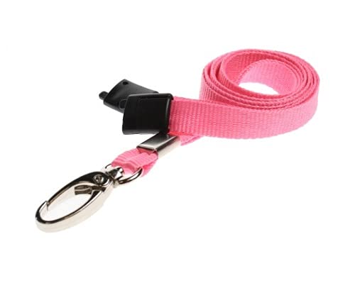 Identity-Plus: Metal Lobster Clip Lanyard Neck Strap with Safety Breakaway (Pink, 10 pcs)