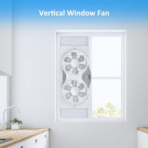 shinic Window Fan with Reversible Airflow Quiet, Twin 9" Blades, Full