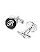 Jstyle Initial Cufflinks for Men Alphabet Letter Cufflinks Black Shirt Business Wedding B
