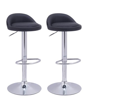 EKE Bancos Giratorios Set 2 Pzas Respaldo Cocina Modernos Barra Desayunador Comodos Acolchados (Negro)