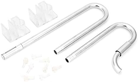 Hffheer Aquarium Oil Film Skimmer Stainless Steel Lily Pipe Durable Fish Tank Inflow Outflow Tube with Fixation Clamp(12mm Inflow Outflow)