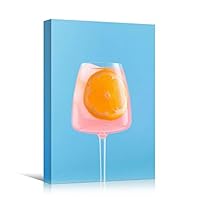 Canvas Wall Art Orange in a Glass Chic Citrus Colorful Fruit Kitchen Multicolor Photography - 12x18 inches