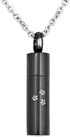 Pet Dog/Cat Paw Cremation Ashes Urn Cylinder Pendant Necklace Memorial keepsake Jewelry