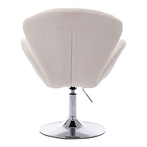 CIMOO White Makeup Vanity Chair, Cute Furry Home Office Chair with Back