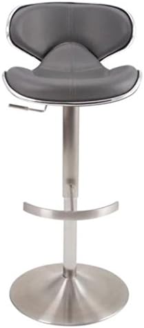 Ecco Brushed Stainless Steel Adjustable Height Swivel Bar Stool (Grey)  